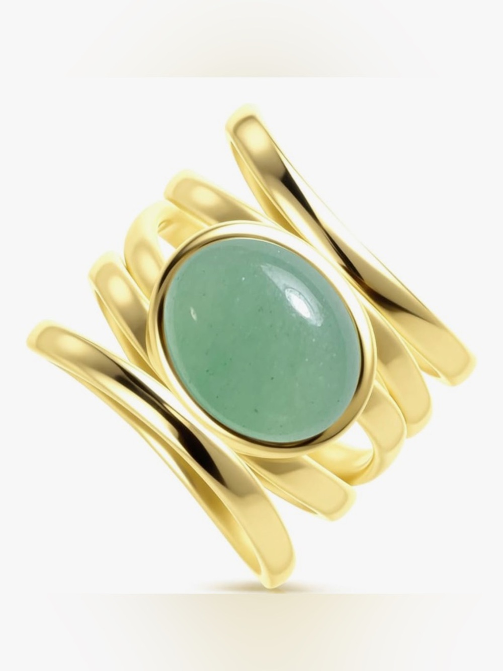 Stunning Neiman Marcus 18KT Gold Vermeil multi Wide Band Jade Ring size 7